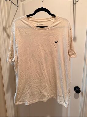 True Religion Cream Short-Sleeve Logo Crew Tee